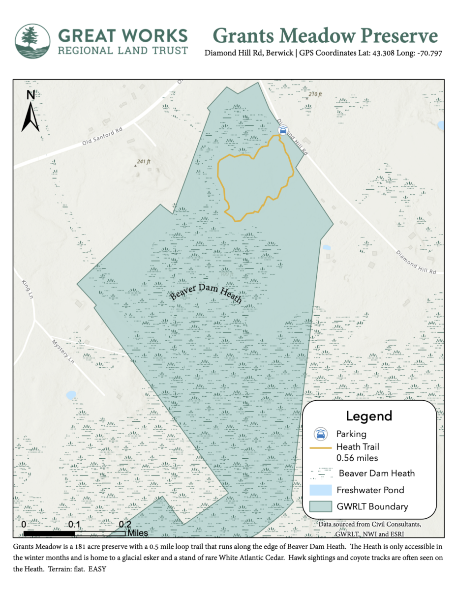 Thumbnail image of Grants Meadow at Beaver Dam Heath Trail Map.