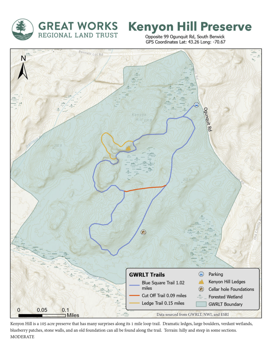 Image of Kenyon Hill trail map.